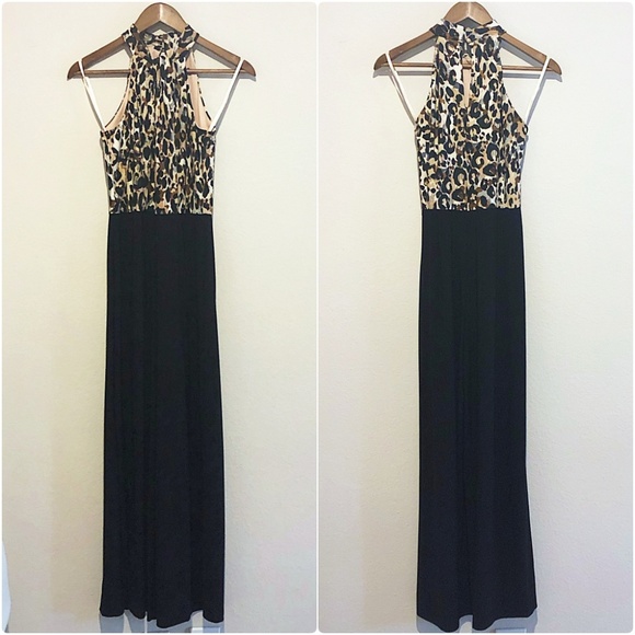 🆕Roz & Ali Leopard Body Wide Leg Halter Jumpsuit - Picture 7 of 8
